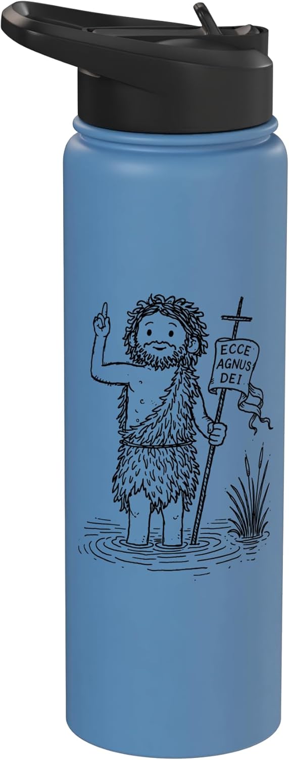 Botella de agua aislada de acero inoxidable Ecce Agnus Dei