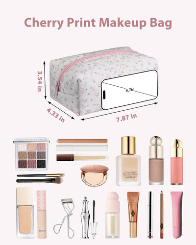 Bolsa maquillaje acolchada floral para mujer organizadora viaje
