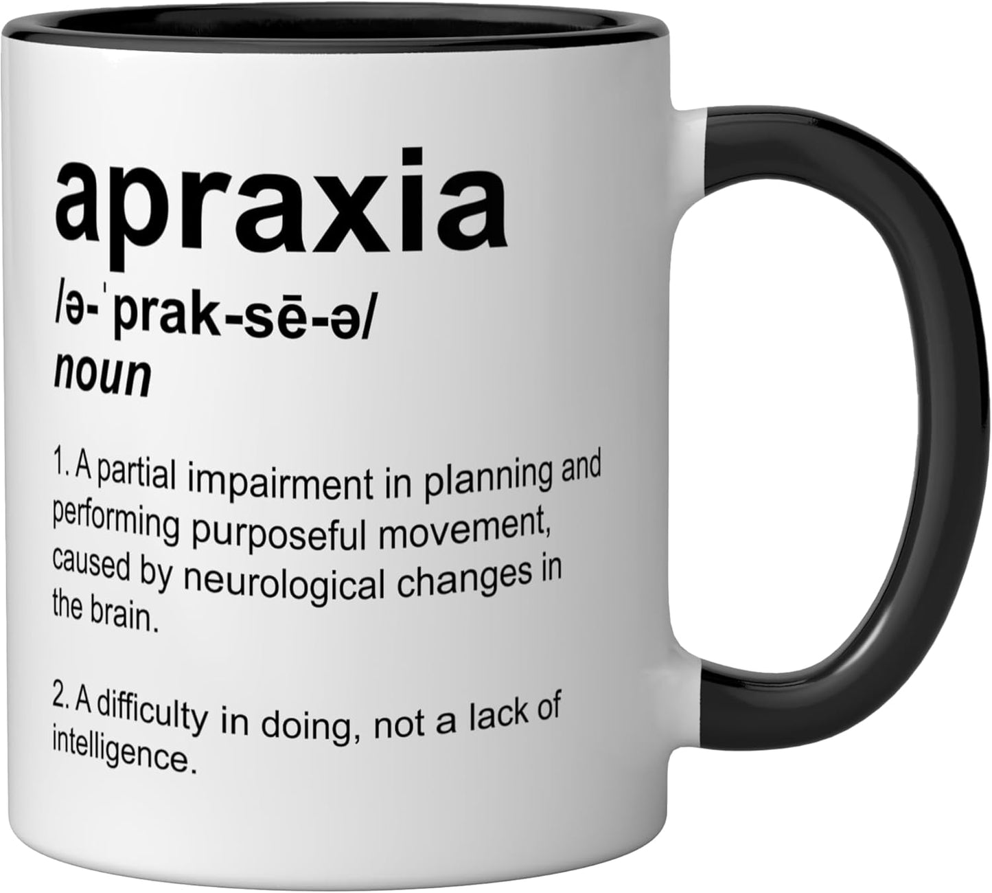 Taza cerámica para apraxia con diseño negro/blanco