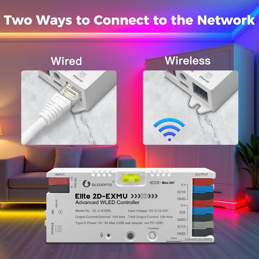 Controlador ESP32 WiFi RGB direccionable