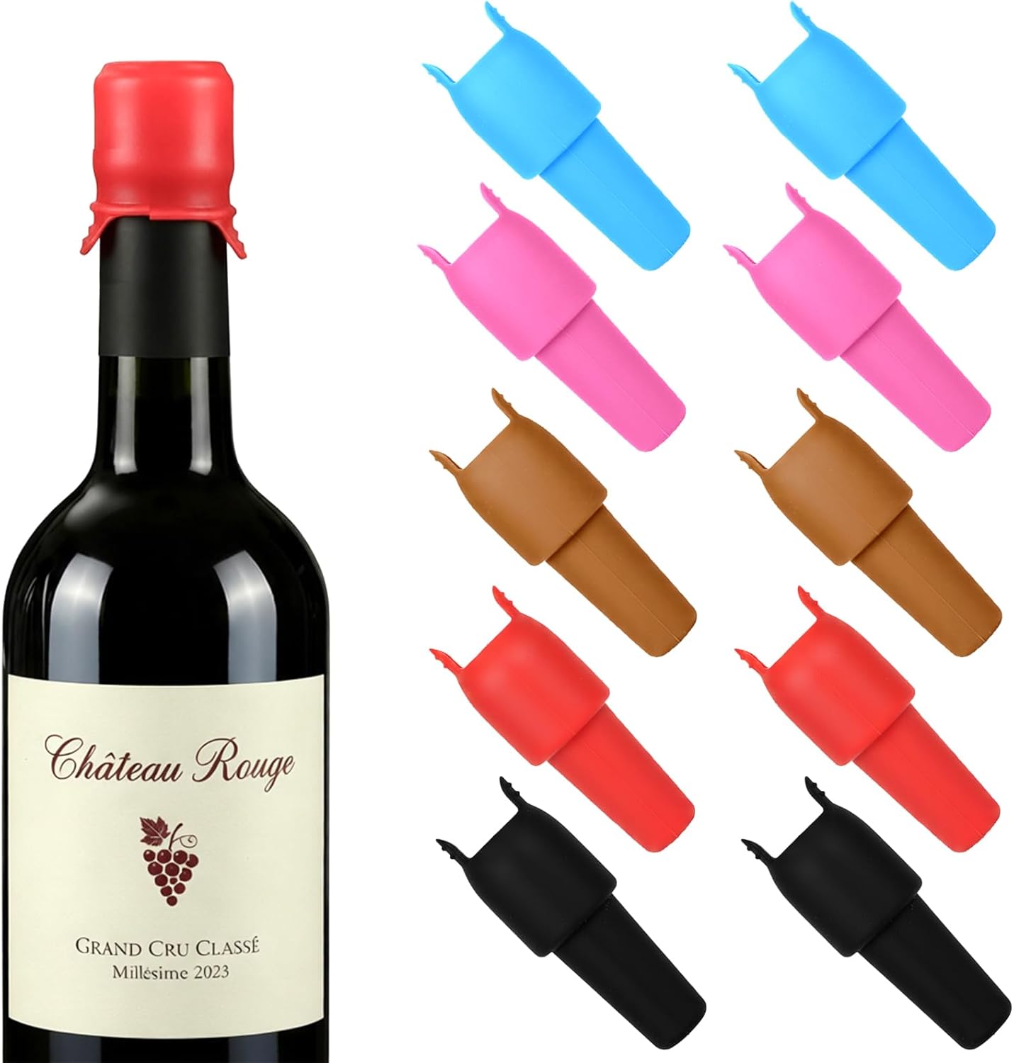Tapones silicona para vino 10 pzas reutilizables herméticos