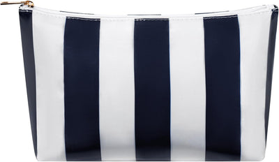 Bolsa maquillaje PVC impermeable a rayas con cremallera