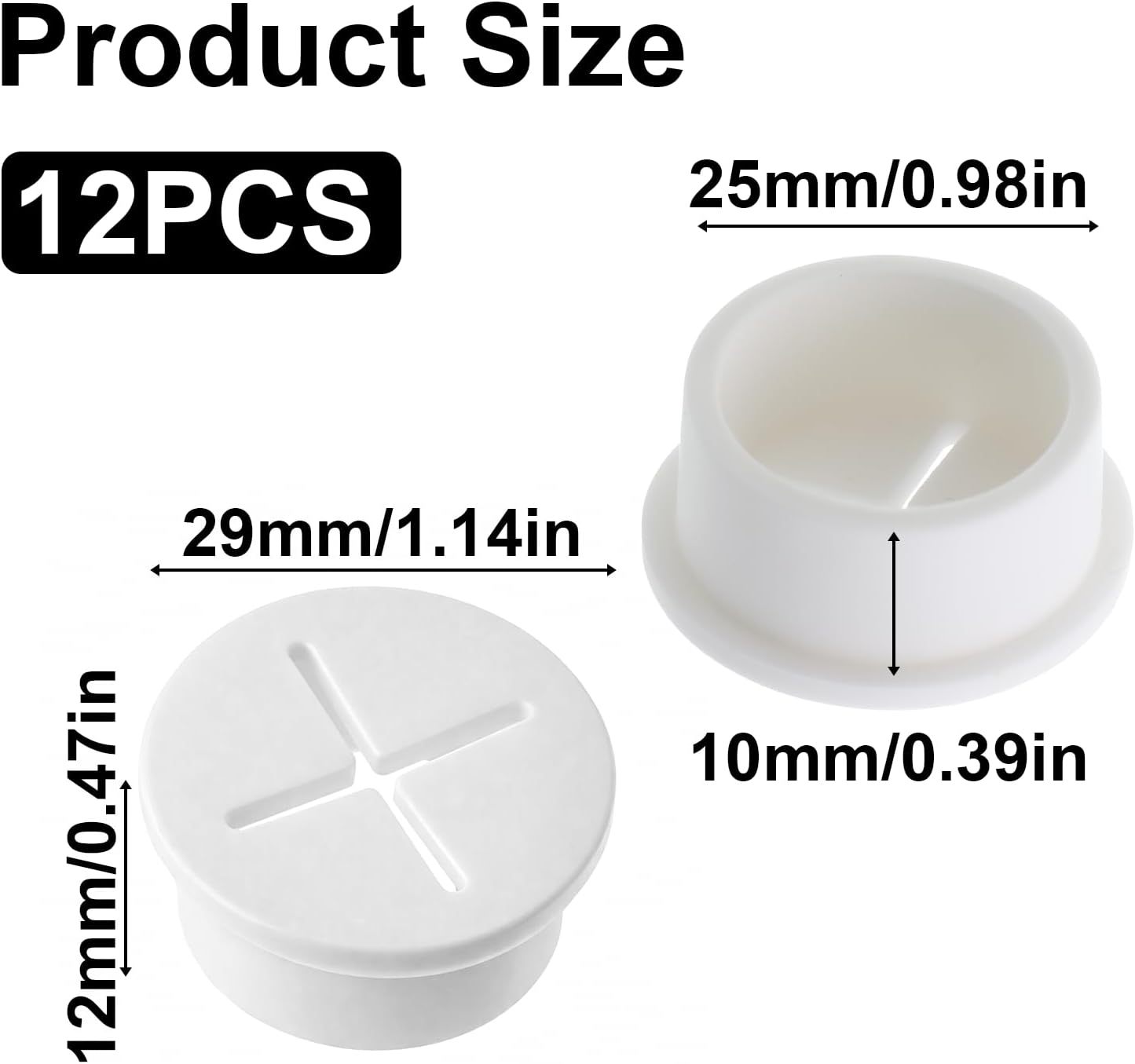 12 Pzas Ojal Goma 1.1pulg para Cable Mueble Hogar