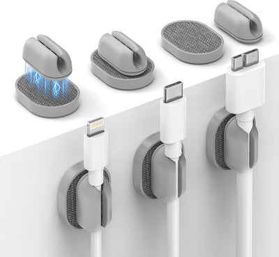 Pack 6 Soportes Magnéticos Cable Adhesivo Silicona Minimalista
