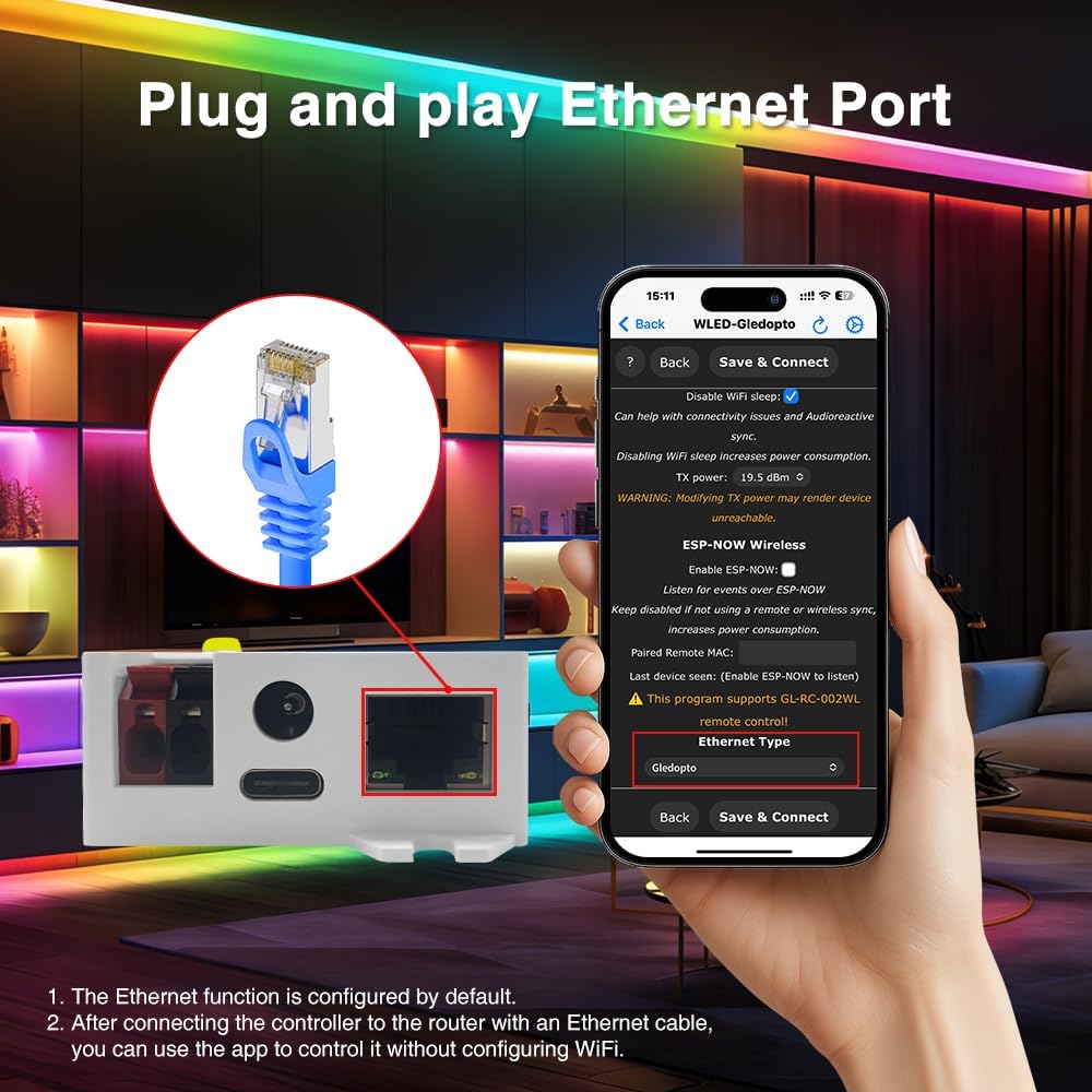 Controlador LED RGB ESP32 con relés y salidas dobles