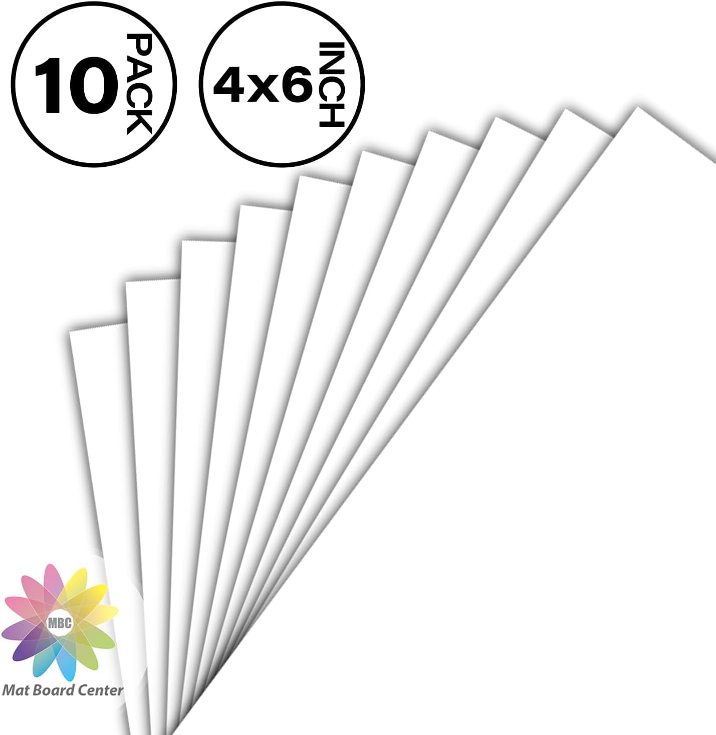 10 Pzas Tableros Paspartú Blanco 4x6pulg 4 Capas Núcleo Blanco