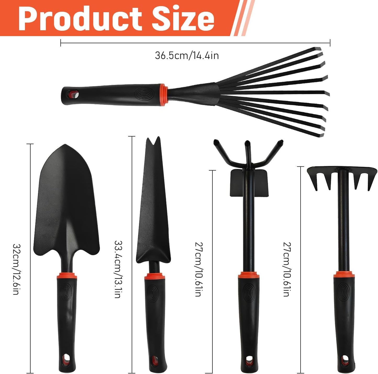 Juego 5 Pzas Herramientas Jardinería Ergonómico con Mango