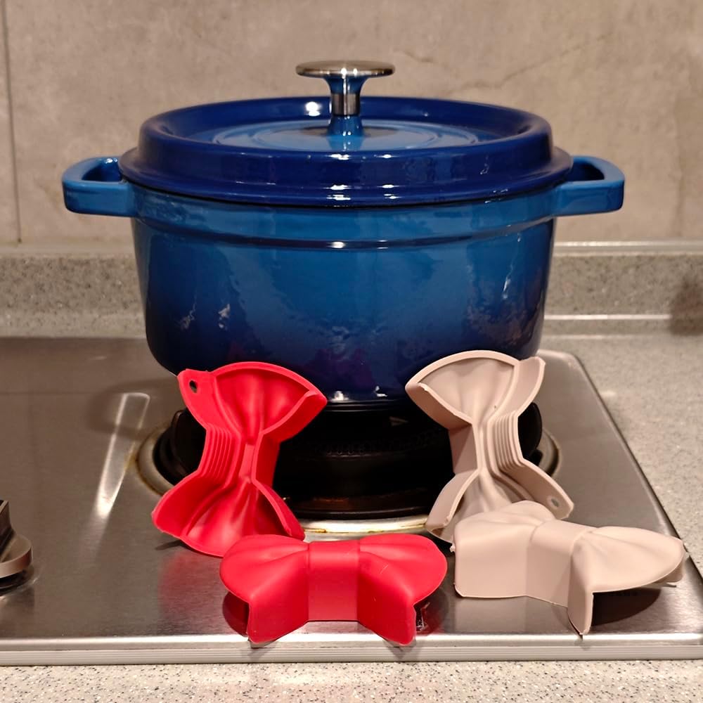Fundas de silicona para mango de olla con pajarita resistente al calor