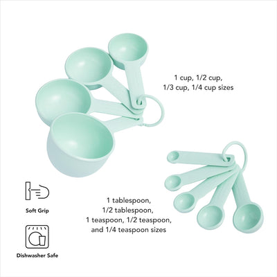 Juego de tazas y cucharas medidoras KitchenAid 9 piezas menta