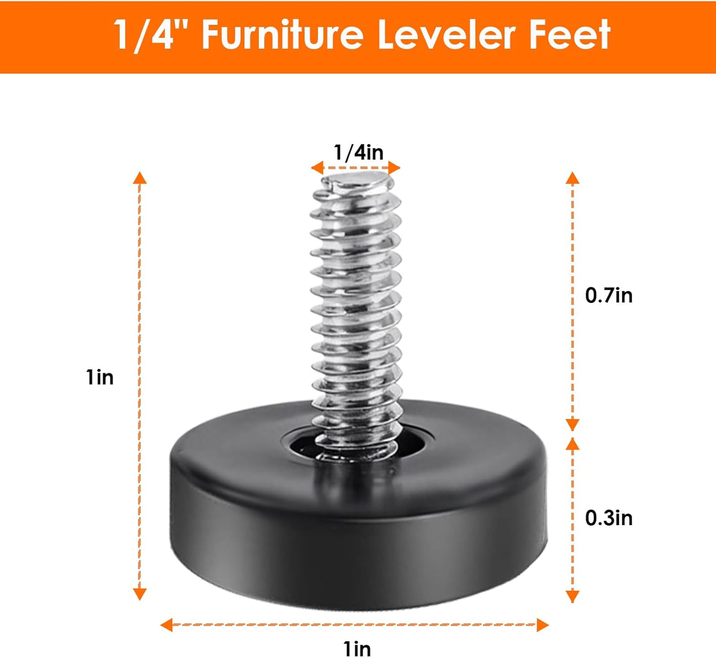 Niveladores rosca 1/4 pulg ajustables para muebles