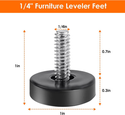 Niveladores rosca 1/4 pulg ajustables para muebles
