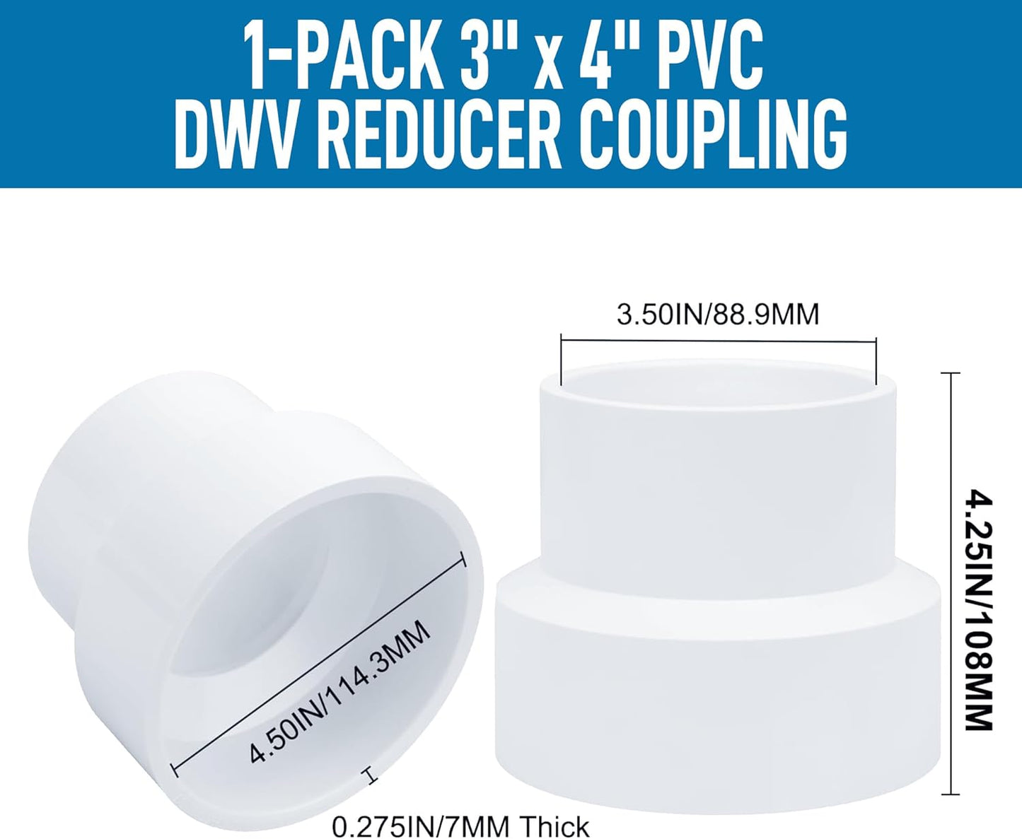 Adaptador PVC 4x3 pulg comp Schedule 40