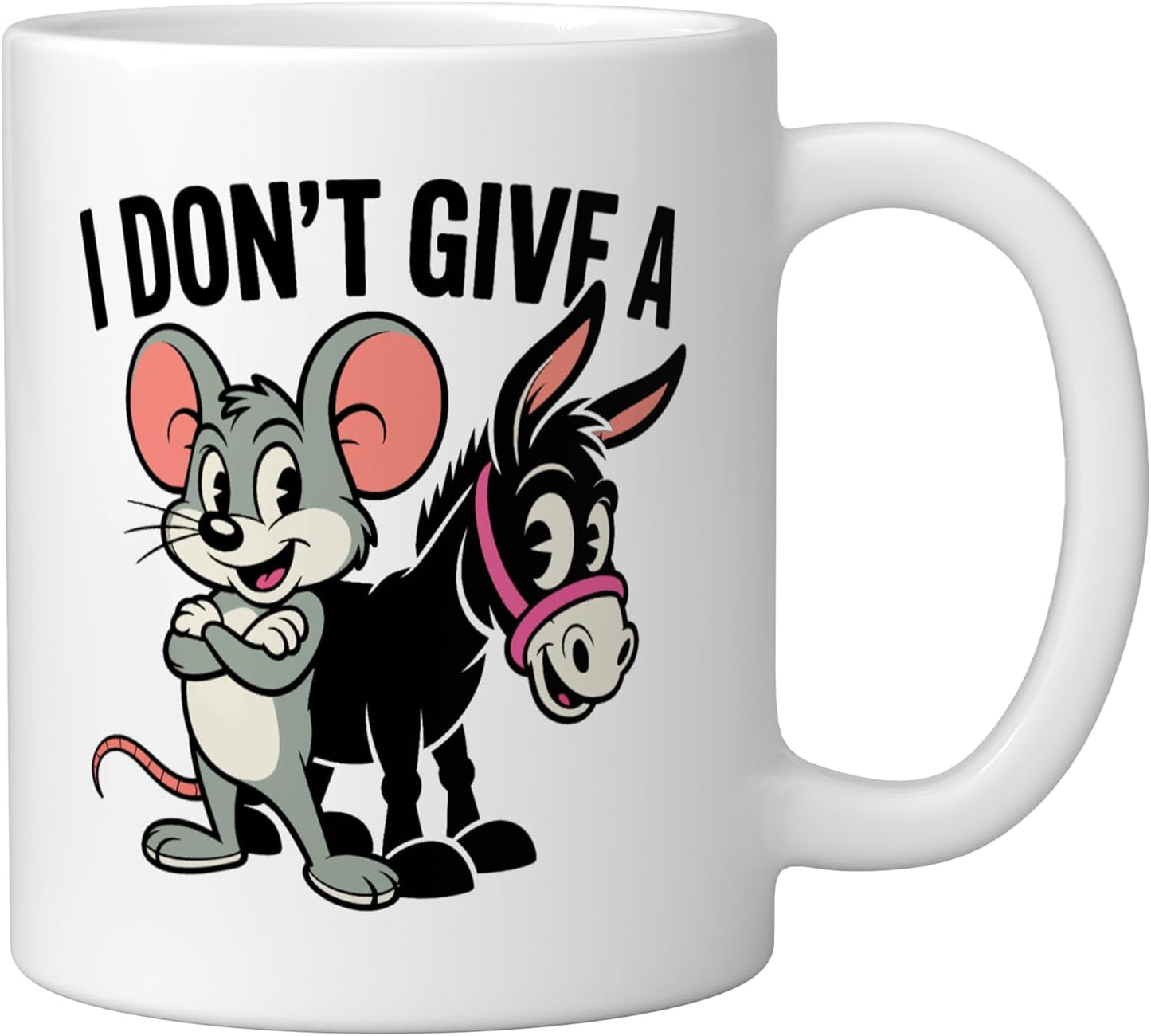Taza de cerámica de ratón y burro blanco Funny I Don't Give a Rats Ass