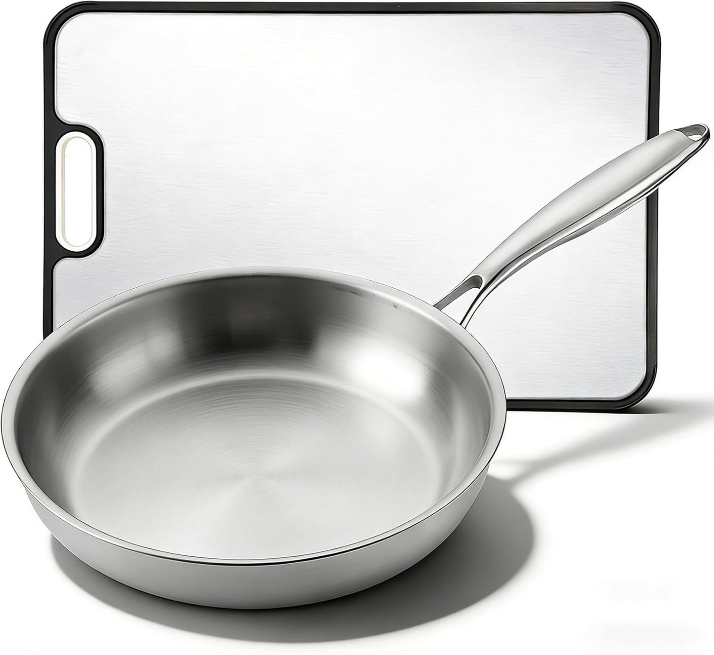 Sartén y tabla cortar titanio 11x15 pulg acero inox doble cara