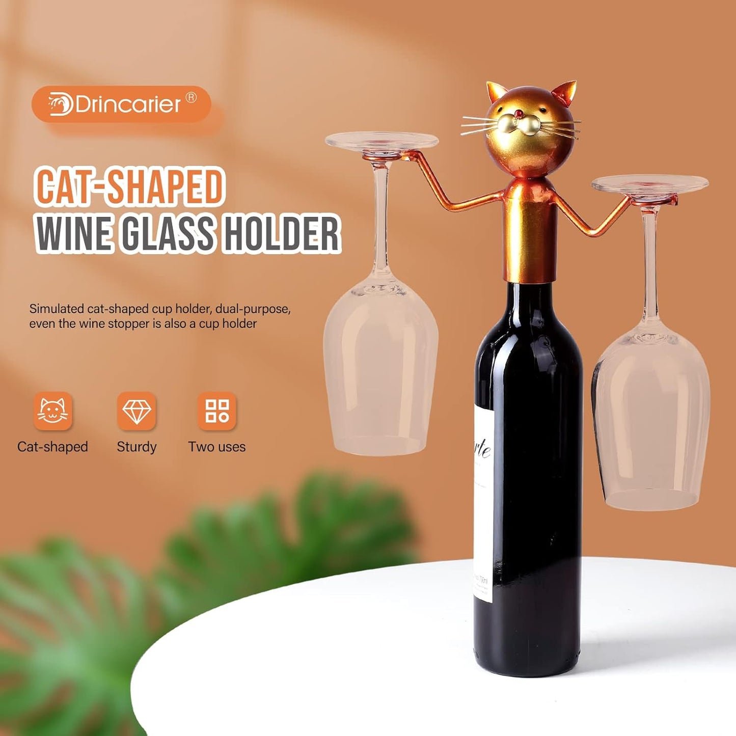 Soporte vino con forma de gato regalo Halloween Navidad