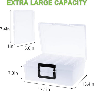 Caja almacenamiento fotos 5x7pulg 18 contenedores plástico con asa