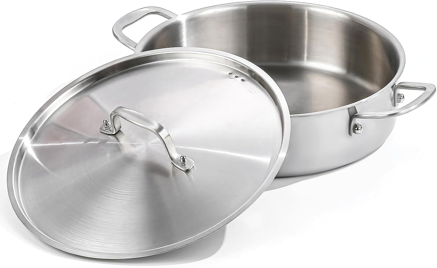 Sartén Acero Inox 8qt 13pulg Profundo Cubierta