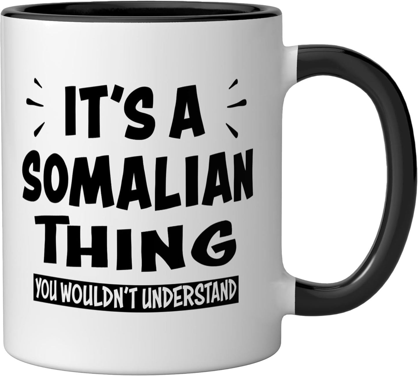 Taza cerámica somalí negra/blanca Somalia Lovers
