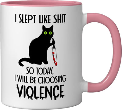 Taza de cerámica para gato con dibujo de violencia por mal sueño