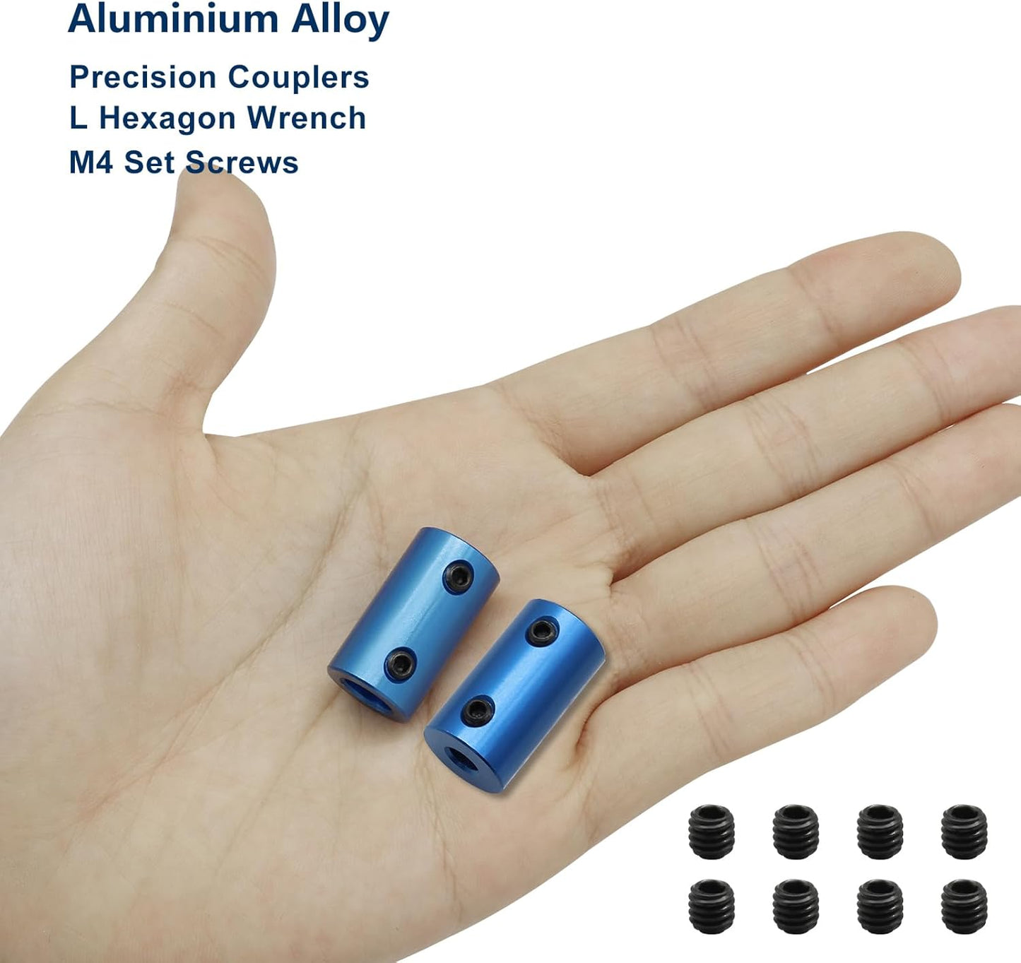 6 Acopladores eje rígido aluminio impresora 3D azul