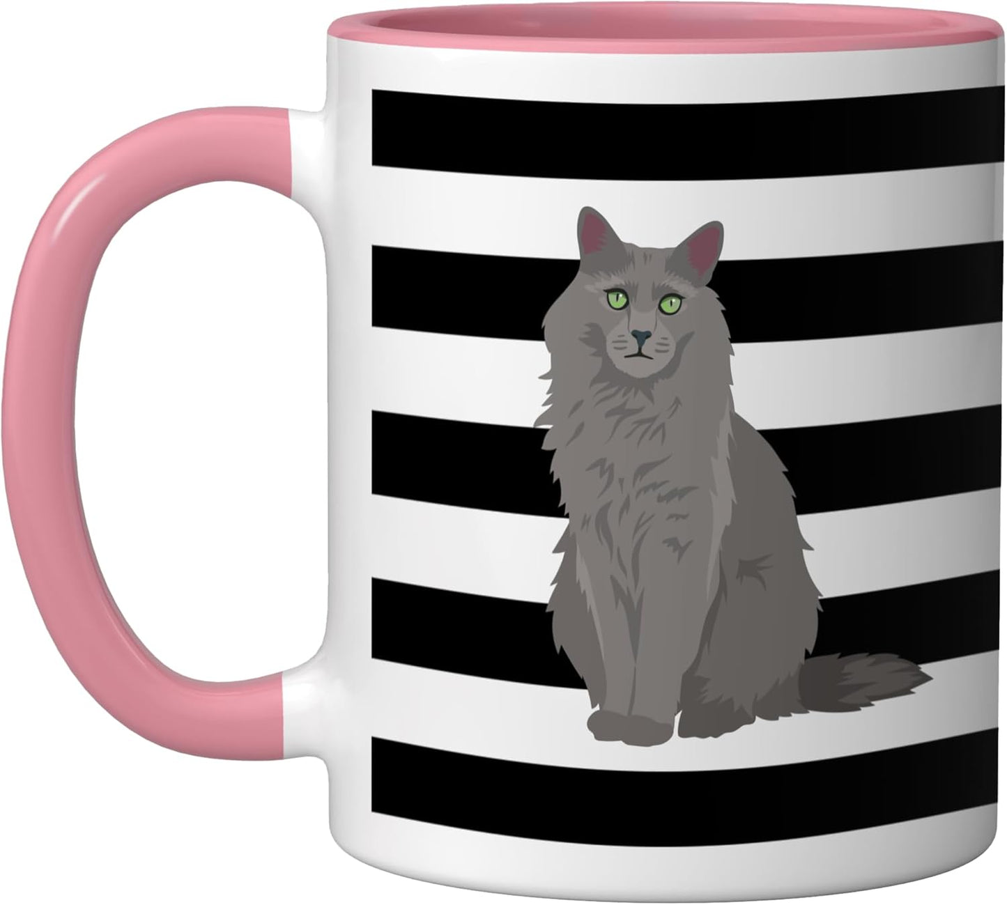 Taza de cerámica a rayas rosa y blanco Nebelung