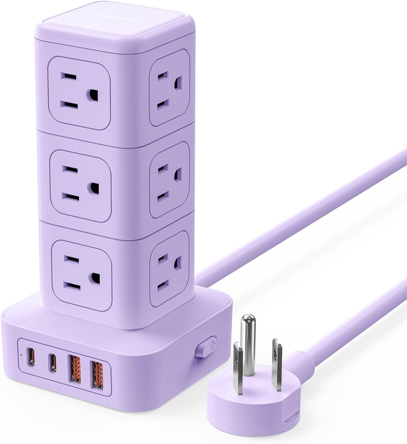 Torre regleta con 12 salidas CA y 4 puertos USB 5 pies