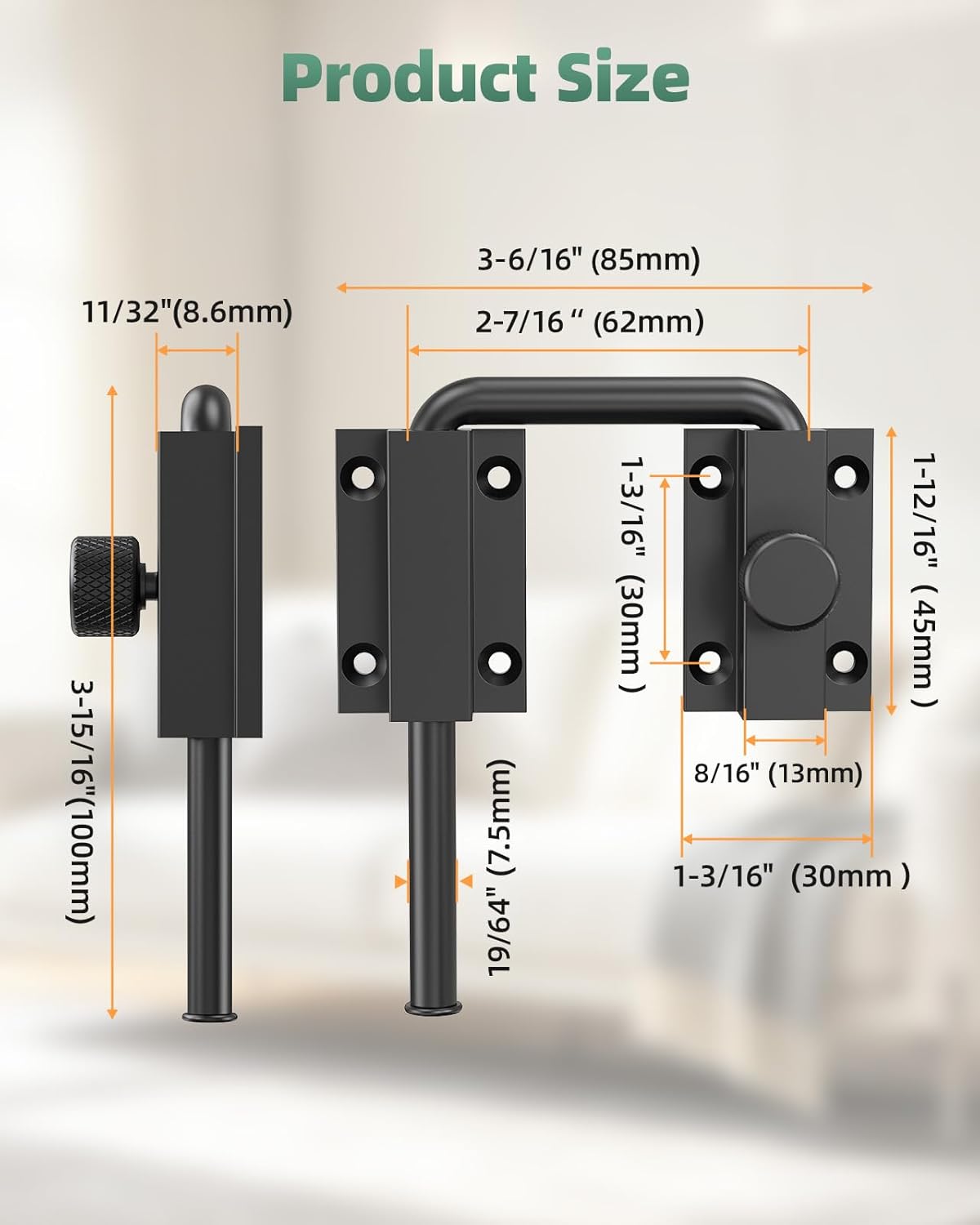 Cerradura puerta corredera aluminio antiabertura negro