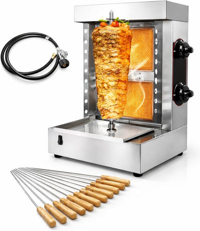 Máquina de parrilla Shawarma comercial acero inoxidable 2 quemadores