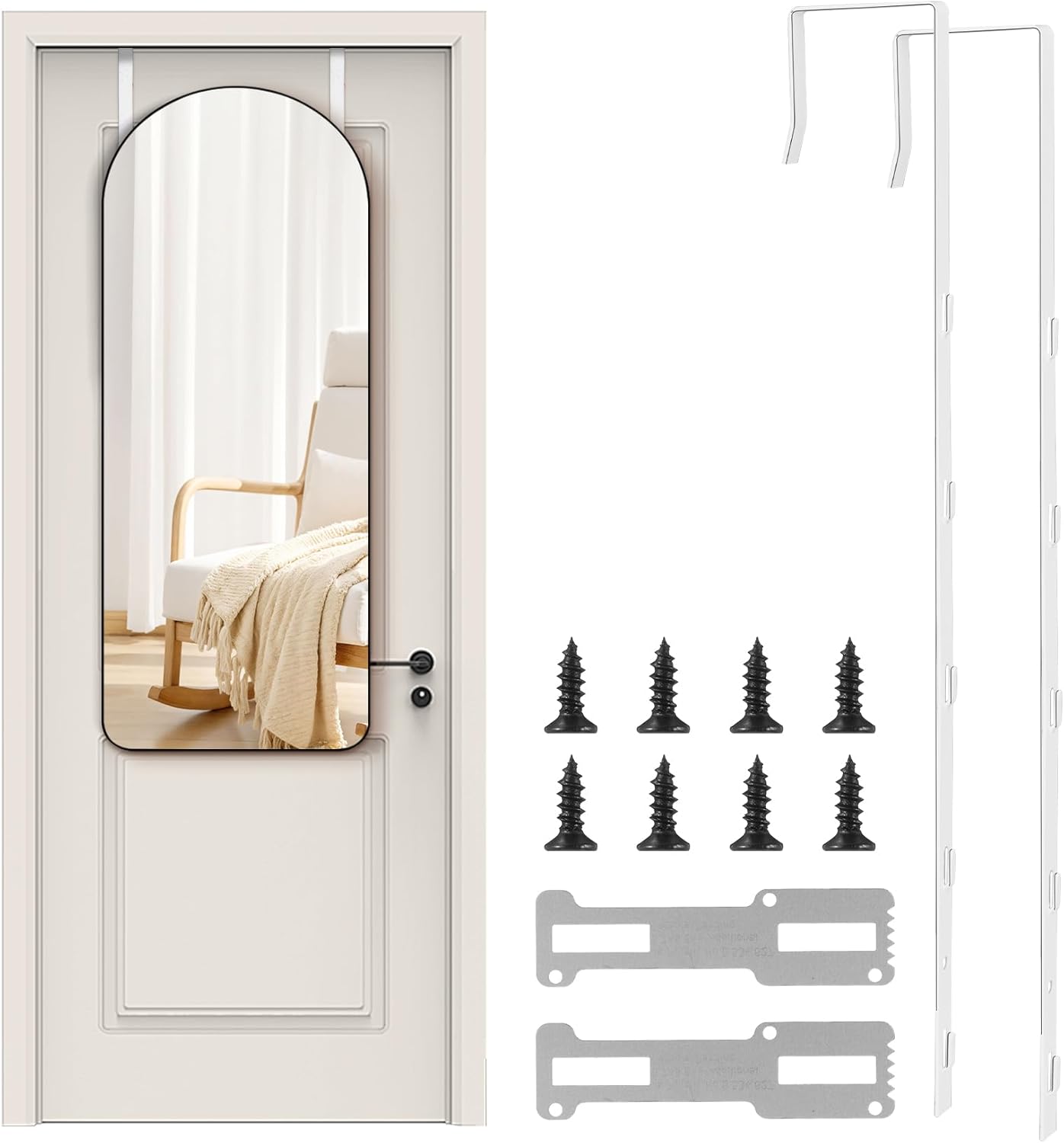 Soporte espejo puerta ajustable 5 agujeros blanco 13.8x1in