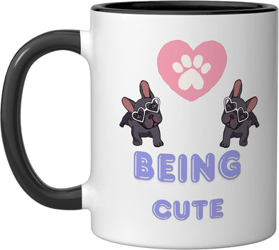 Taza de cerámica Dog Love Being Cute negra/blanca