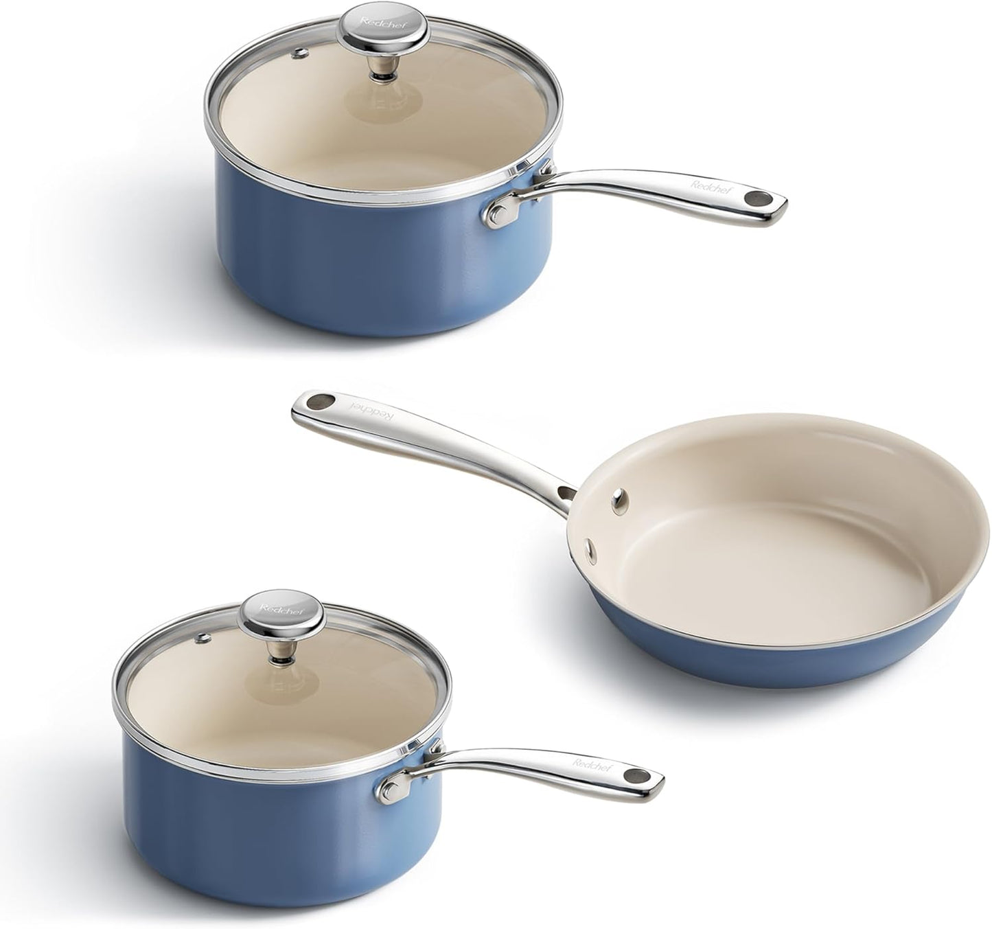 Set utensilios antiadherentes sartén cerámica 8pulg olla 3.5qt