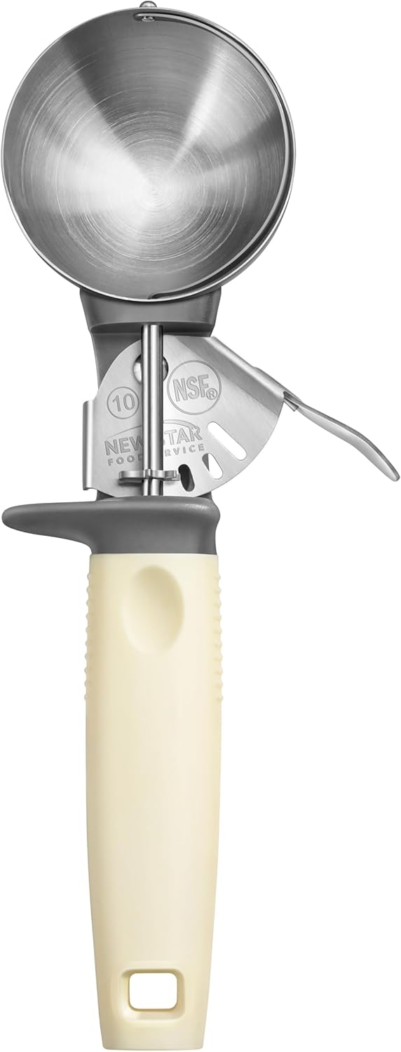Cuchara de acero inoxidable para pulgar, mango marfil, NSF