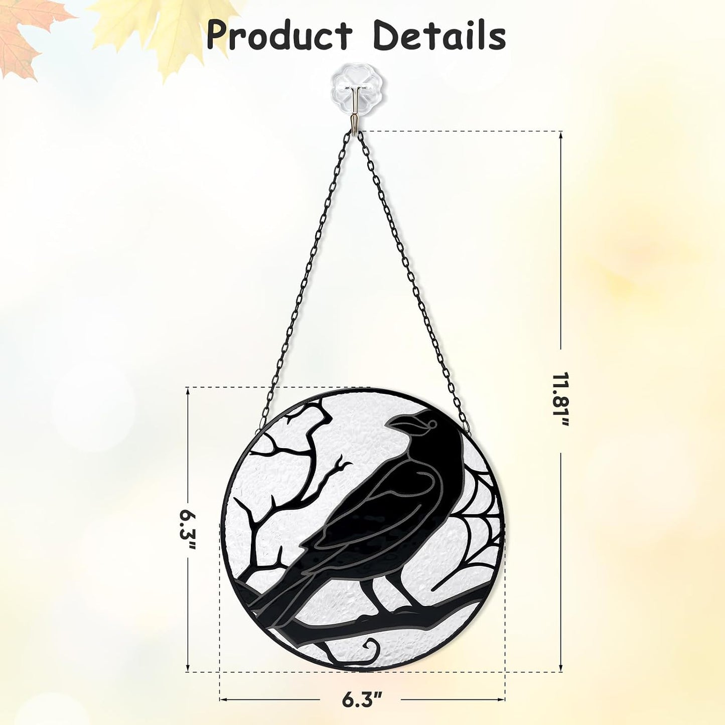 Atrapasoles gótico cuervo negro decoración colgante cristal pintado