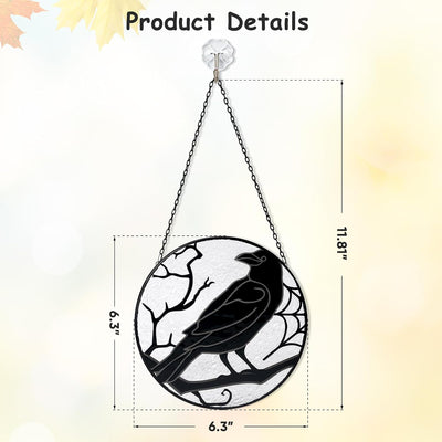Atrapasoles gótico cuervo negro decoración colgante cristal pintado