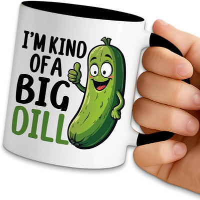 Taza de café con pepinillos "I Kind of A Big Dill" 11 oz cerámica negro