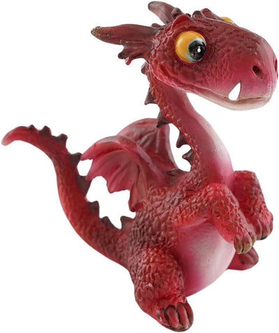 Mini estatua dragón jardín hadas rojo