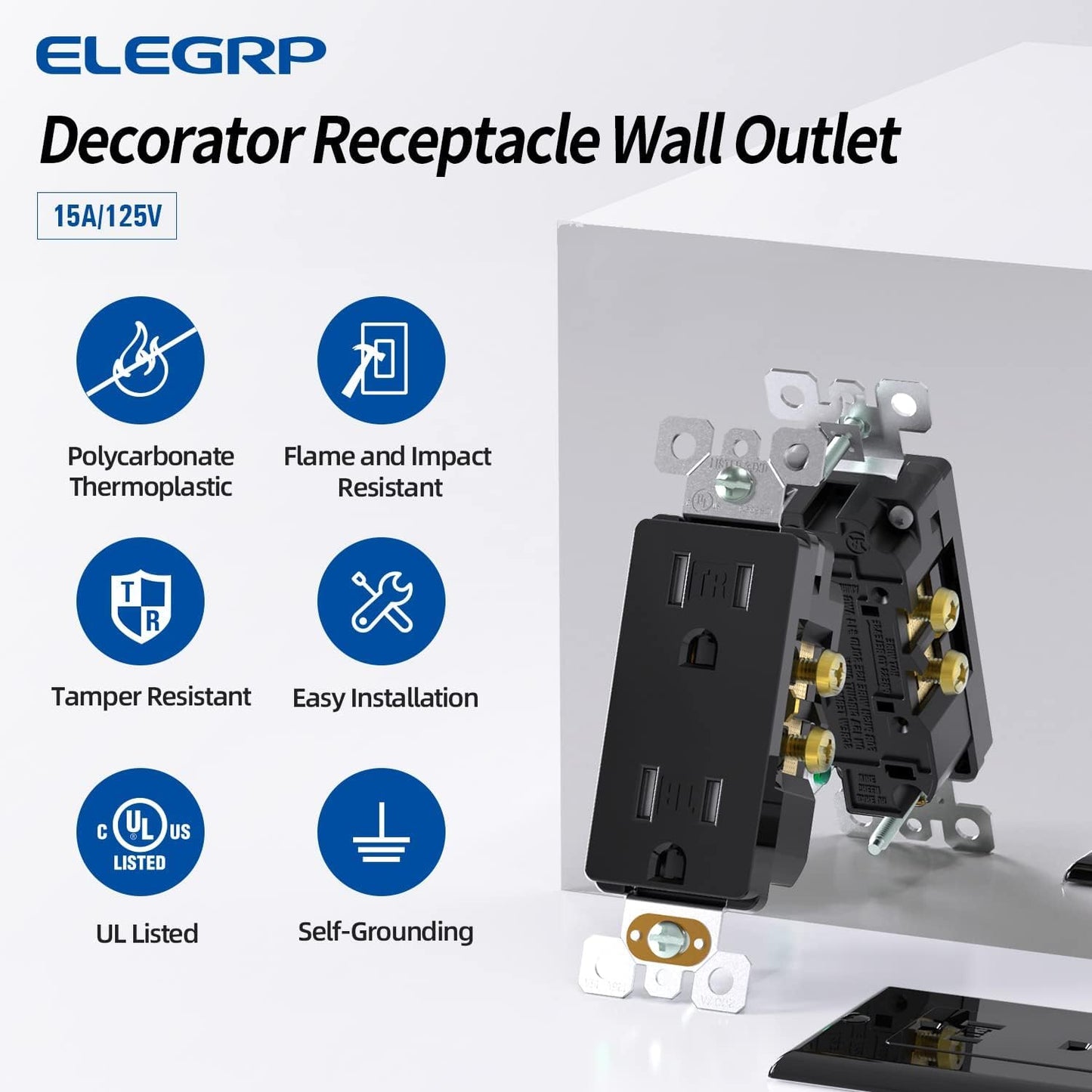 Toma corriente decorativa pared 15A 125V 5-15R
