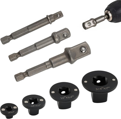 Juego 4 adaptadores enchufe impacto perfil bajo 3/8-1/2pulg