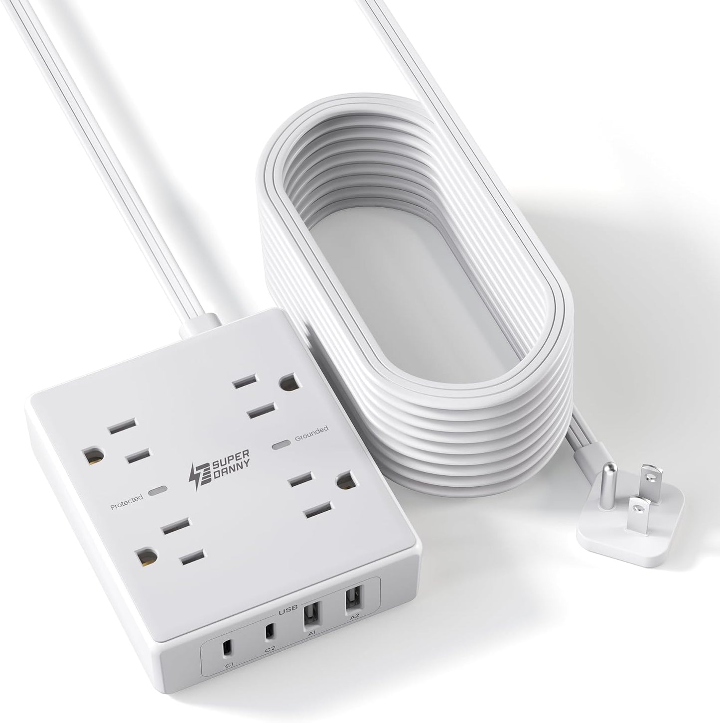 Regleta protección sobretensiones 10ft 4 tomas + 4USB