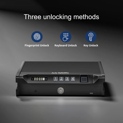 Caja fuerte biométrica con huella, PIN y llave LCD