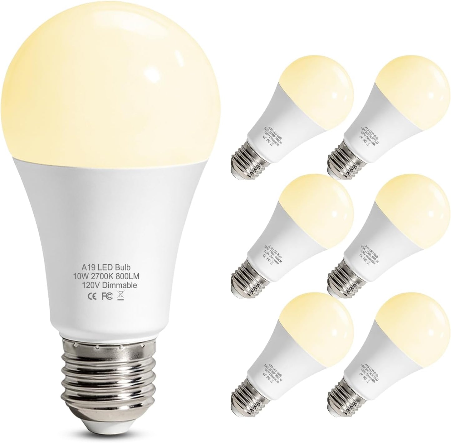 Lámpara LED A19 E26 6 Pzas