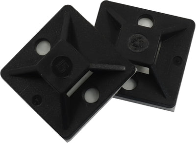100 Soportes autoadhesivos negros 1x1pulg para cables hogar oficina