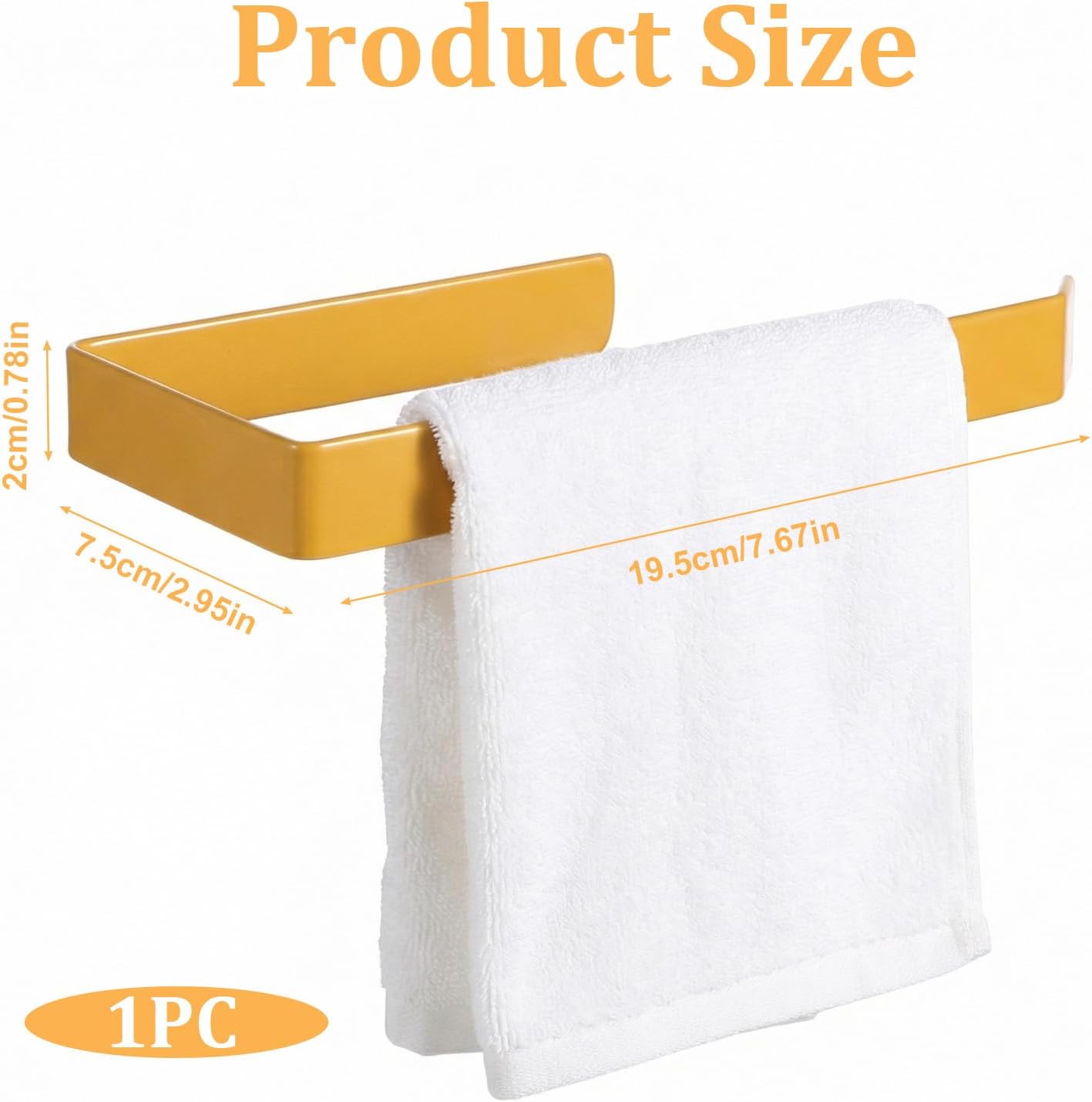 Toallero aluminio forma U 8pulg autoadhesivo dorado