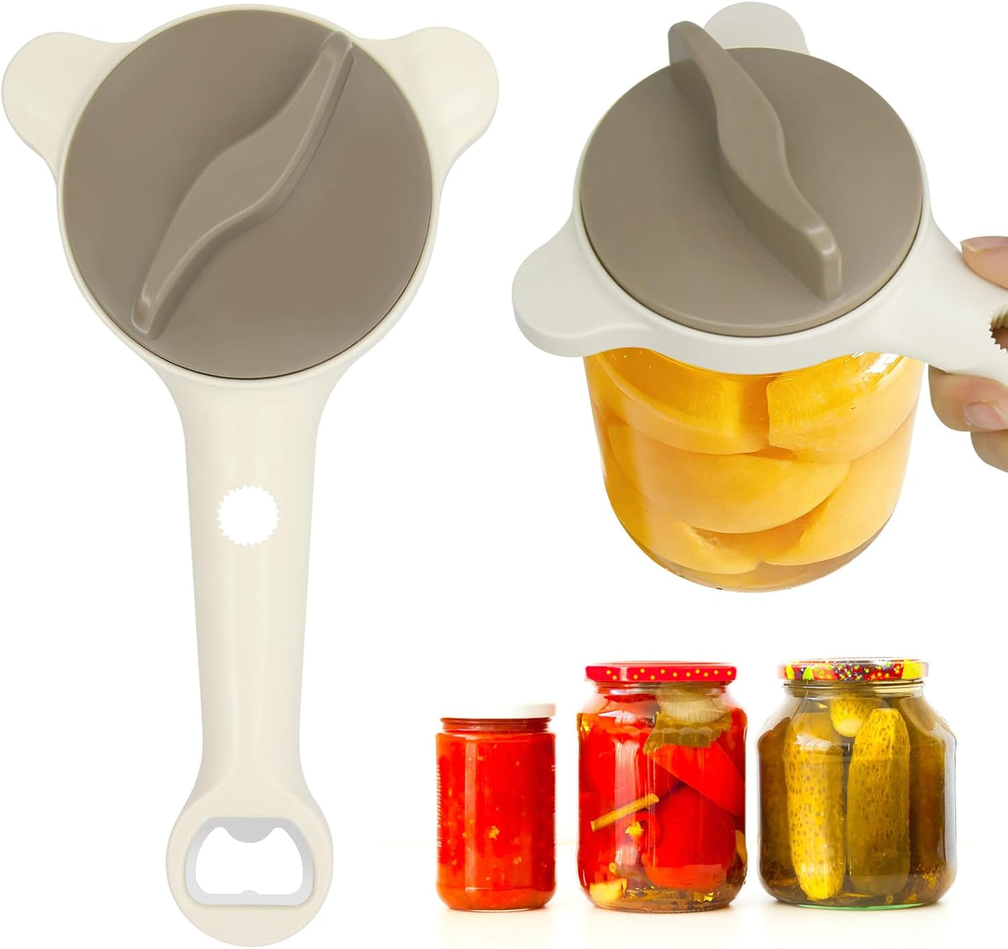 Abridor de tarros 4 en 1 para manos débiles con mango largo