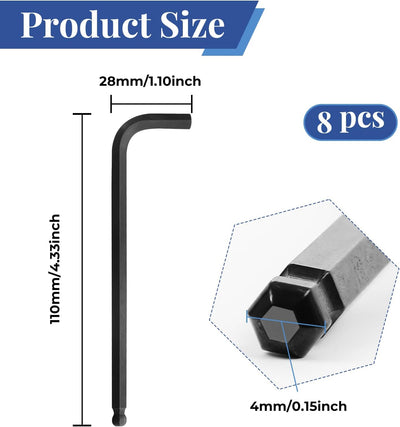 Llave Allen larga bola 0.157pulg acero CR-V óxido negro