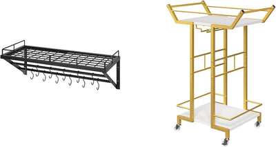 Estantería para ollas 30pulg soporte barra con estante vino