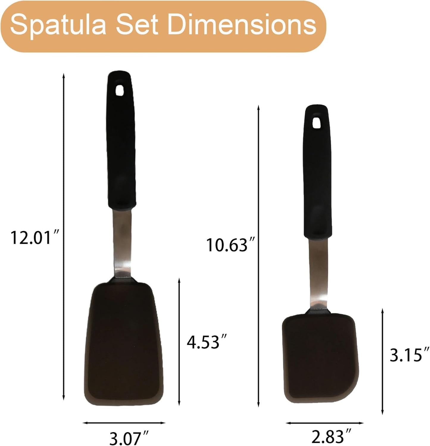Paquete de 2 espátulas de silicona resistentes al calor para voltear huevos, crepes y panqueques