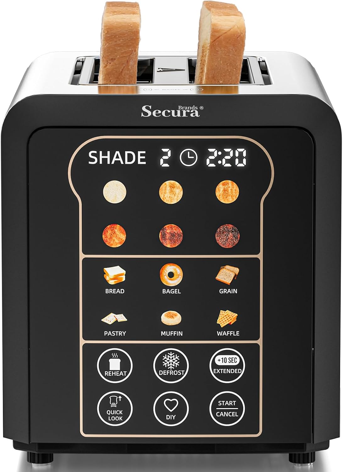 Tostadora inteligente con pantalla táctil 2 rebanadas 6 niveles