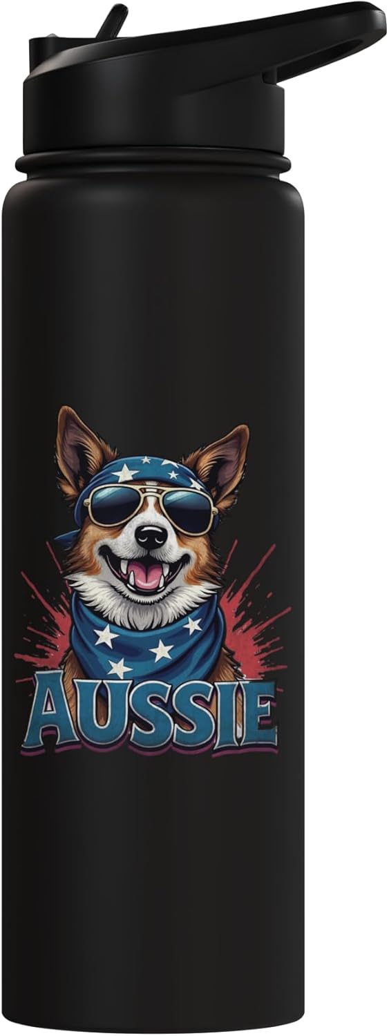 Botella de agua acero inoxidable insulada Australia Perro de ganado 4 de julio