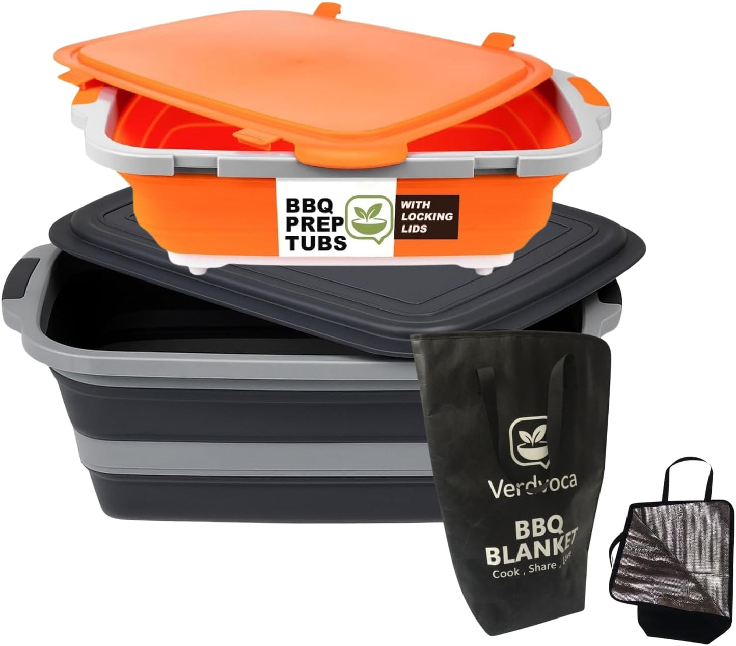 Set Tinas Barbacoa Plegables 30L 16L Manta Carne Aislada 21pulg